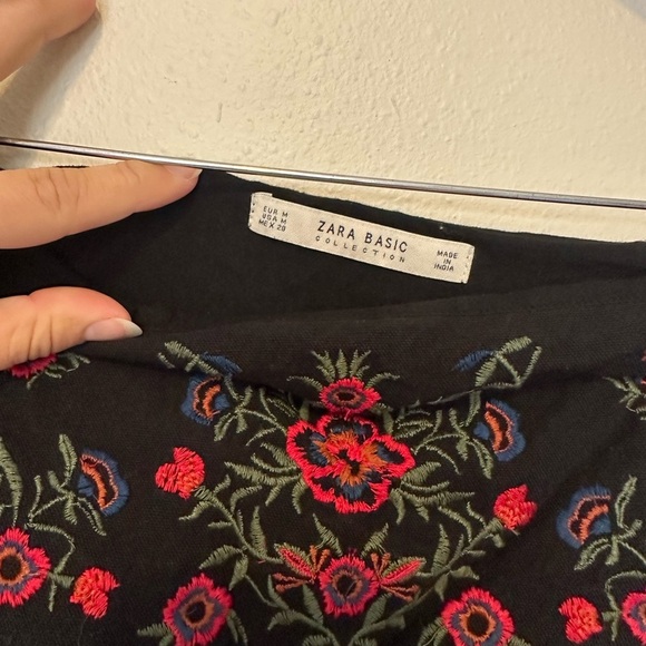 ZARA Floral Embroidered Black Skirt - Picture 4 of 7